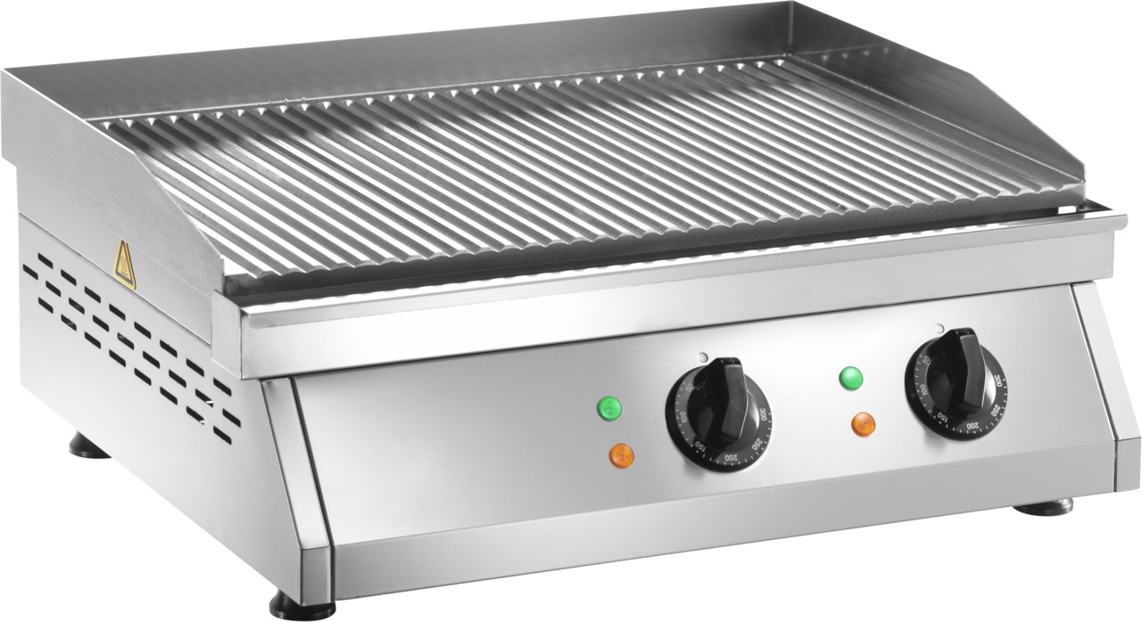 Elektro-Grillplatte gerillt 2 Heizzonen 600 x 500 x 200 mm