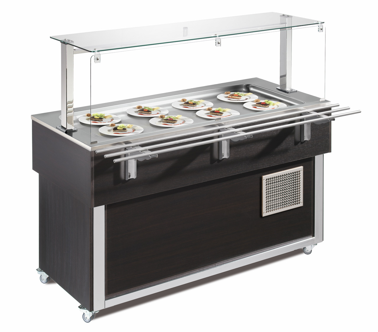 Ausgabe-Element gekühlte Platte 1494 mm GN 4/1 Vollverkleidung Wenge