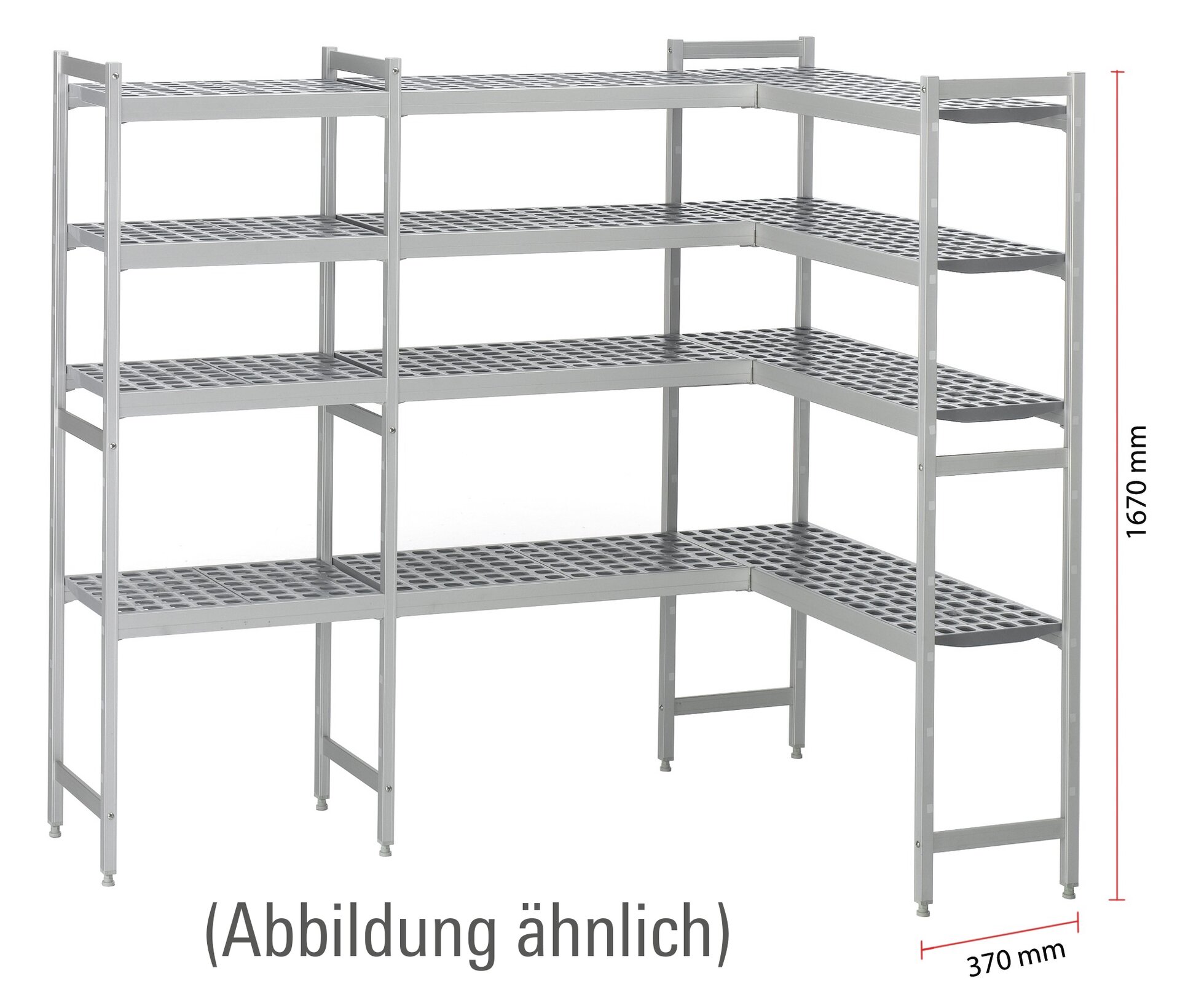 Kühlzellenregal, 4 Etagen, U-Form, passend zu Kühlzelle 661039, 661052