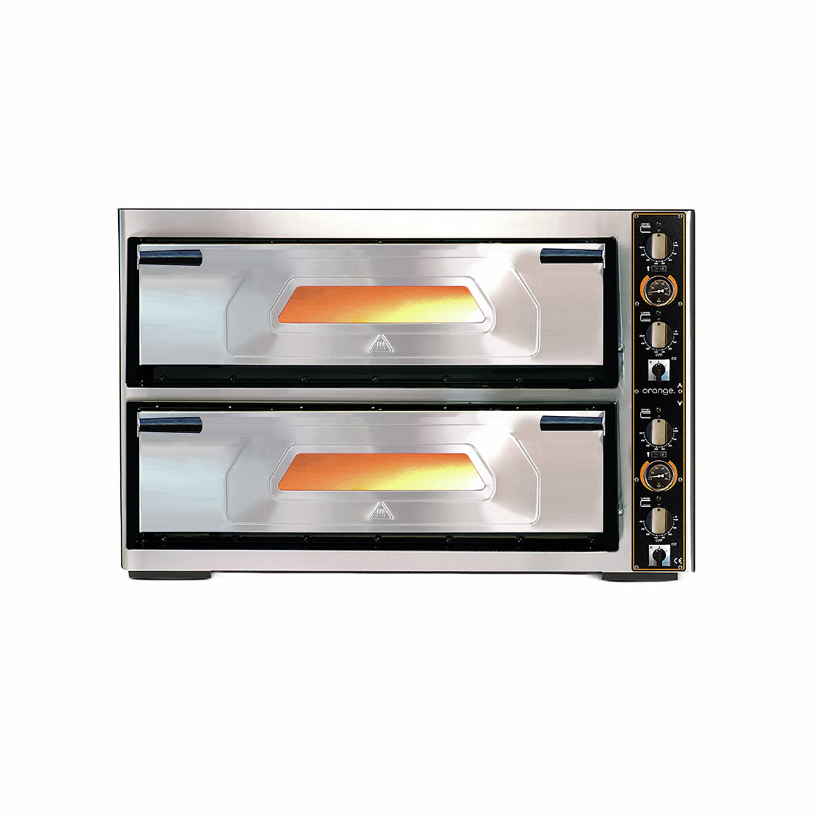 Pizzaofen, mit Thermometer, elektrisch, 9+9 x Ø 300 mm, 2 Backkammern