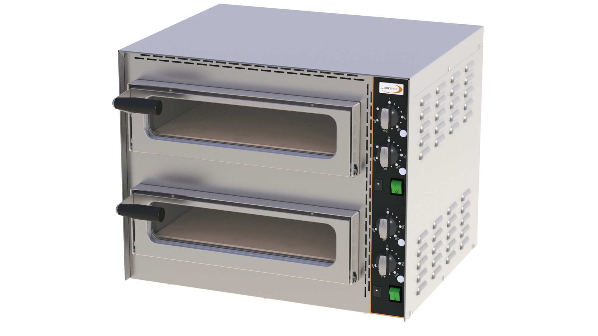 Profi Mini-Pizzaofen, 2 Backkammern für 2 Pizzen ø 350 mm