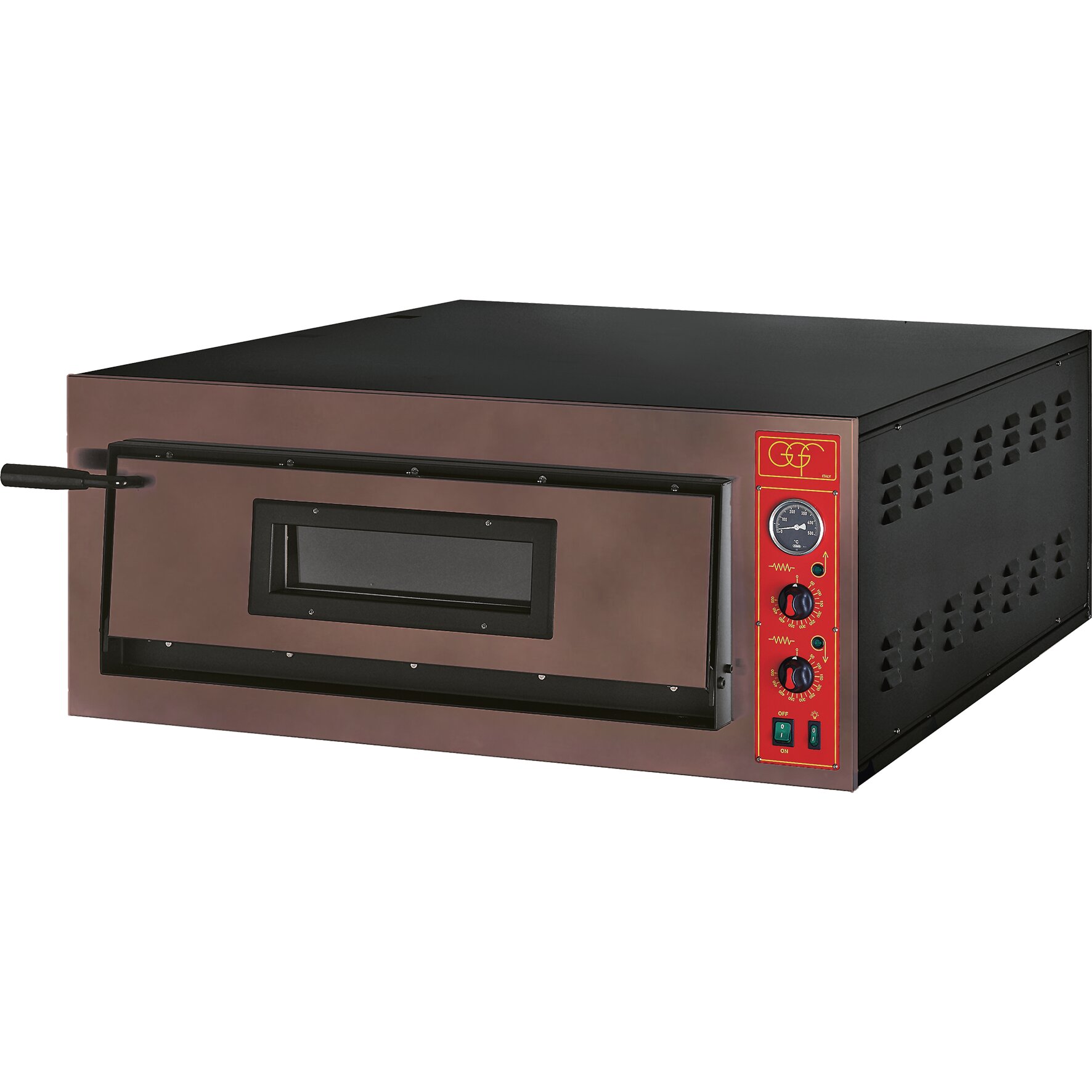 Pizzaofen rustikal, 1 Backkammer, für 6 Pizzen ø 360 mm / 1010 x 1210 x 420 mm