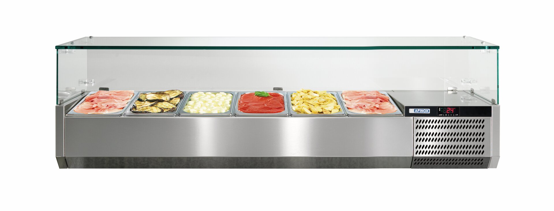 Kühlaufsatzvitrine mit Glasaufsatz 6 x GN 1/3