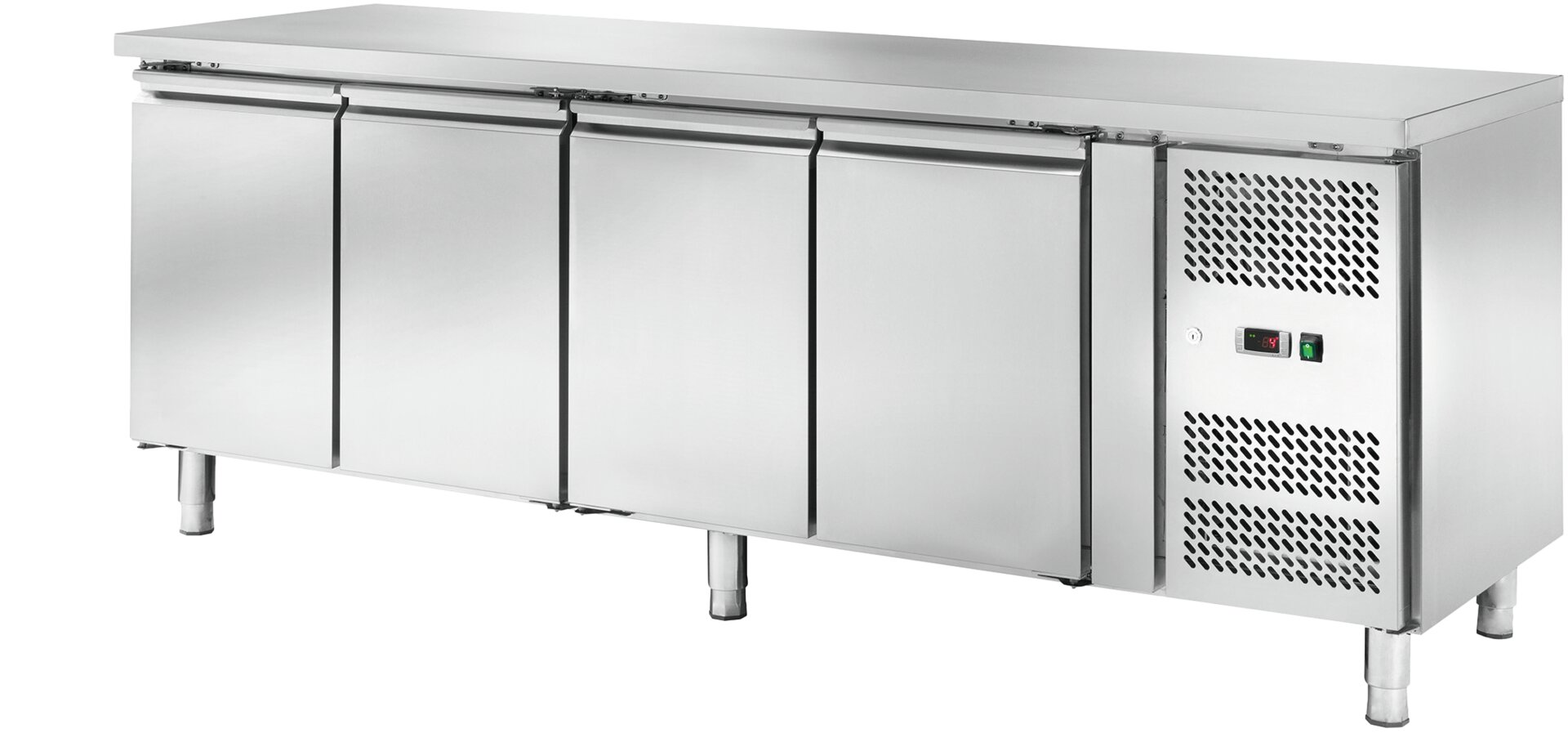 Kühltisch 553 l, GN 1/1, ohne Aufkantung, 4 Türen