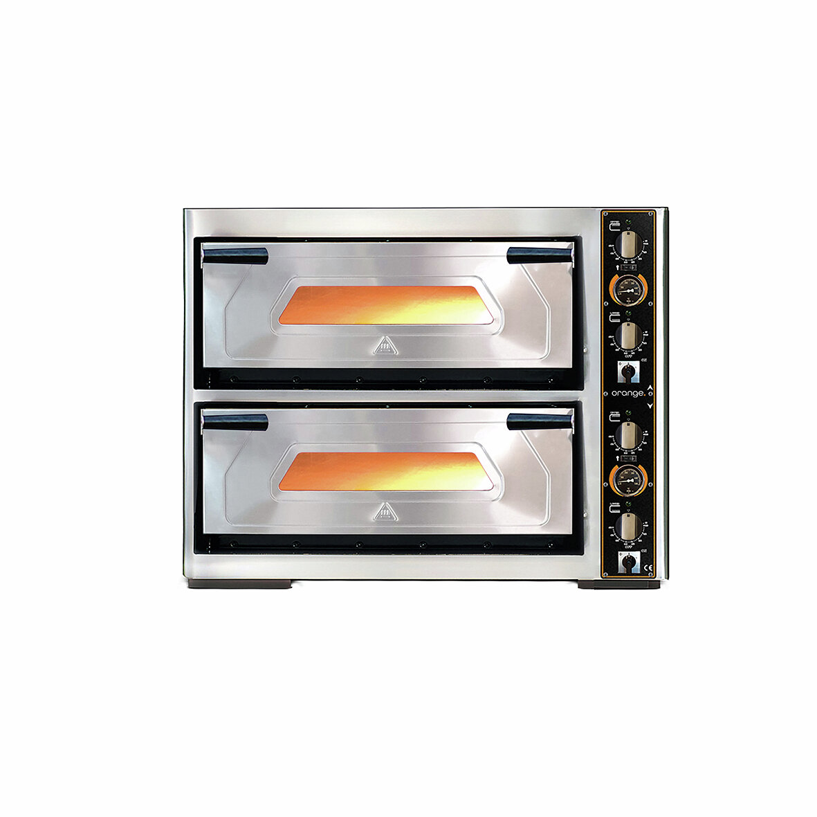 Pizzaofen, mit Thermometer, elektrisch, 6+6 x Ø 340 mm, 2 Backkammern