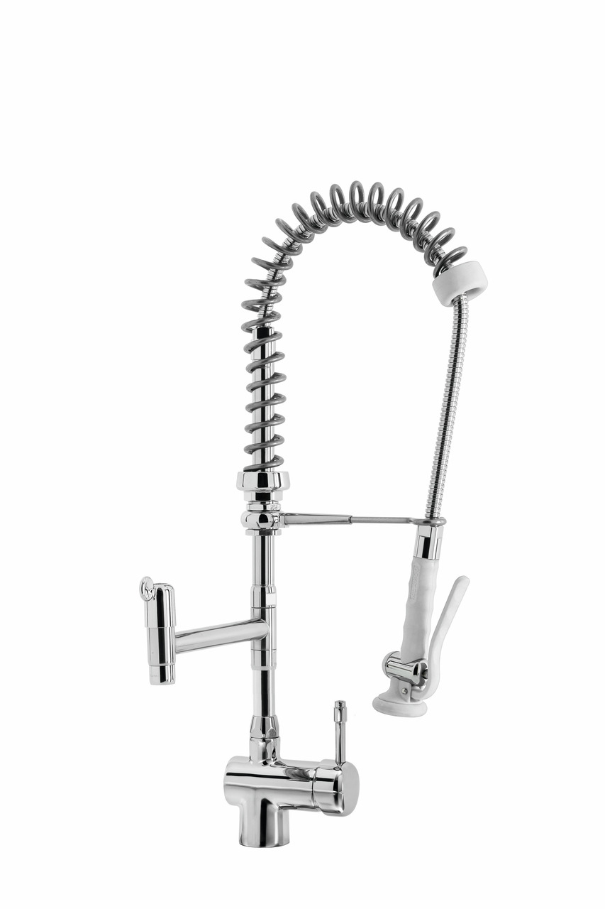 Einlocharmatur mit Seitenhebel H=600 mm Brausekopf weiß