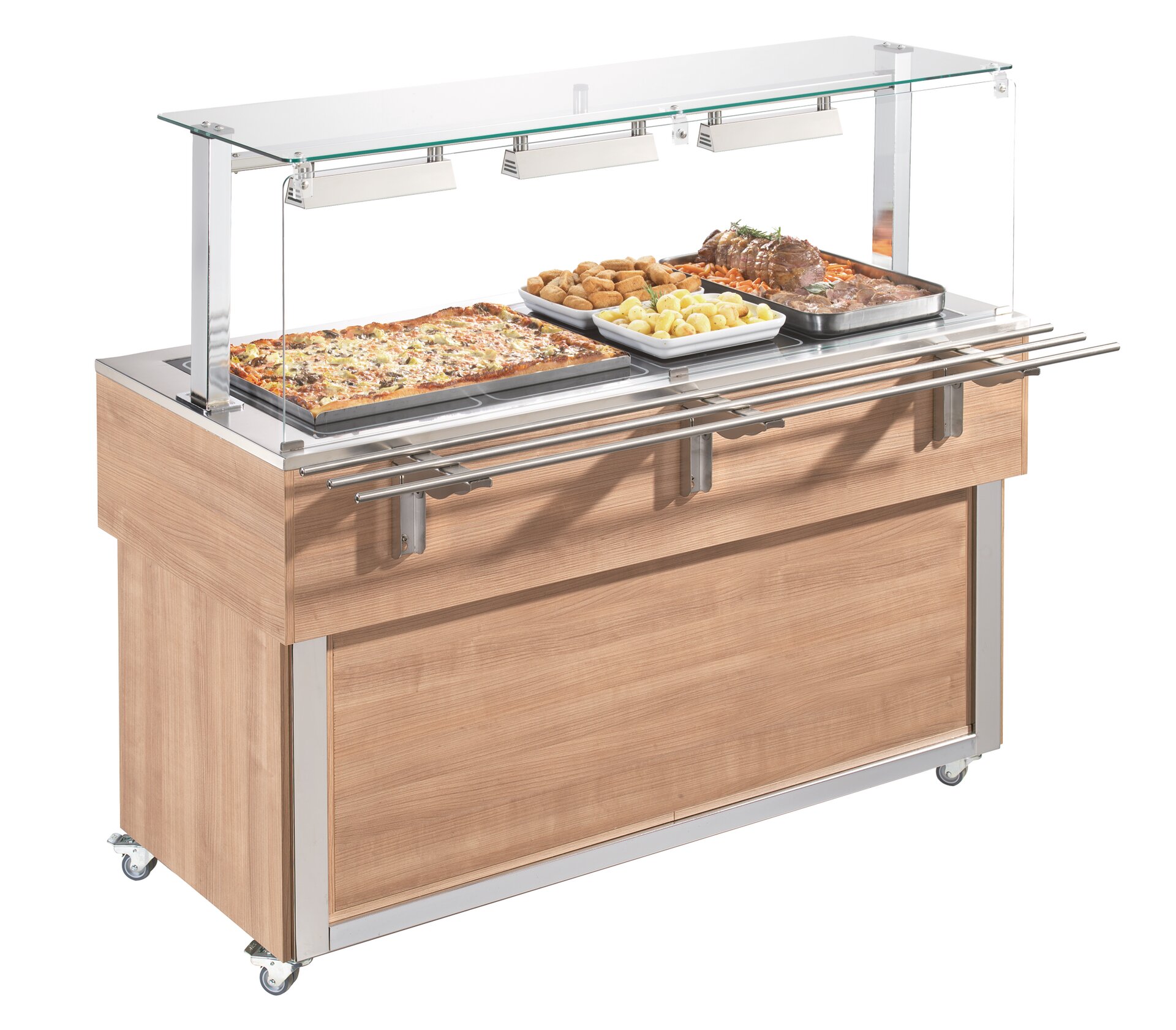 Ausgabe-Element Ceranplatte beheizt 1494 mm GN 4/1 Vollverkleidung Kirsche