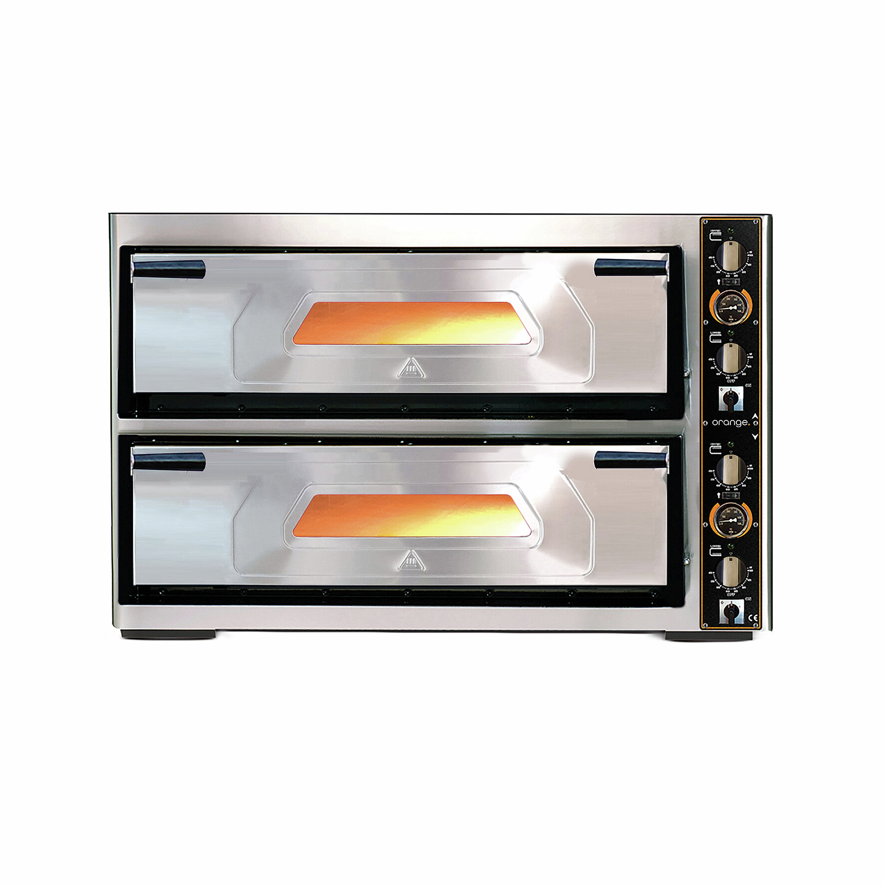 Pizzaofen, mit Thermometer, elektrisch, 6+6 x Ø 330 mm, 2 Etagen Vollschamott