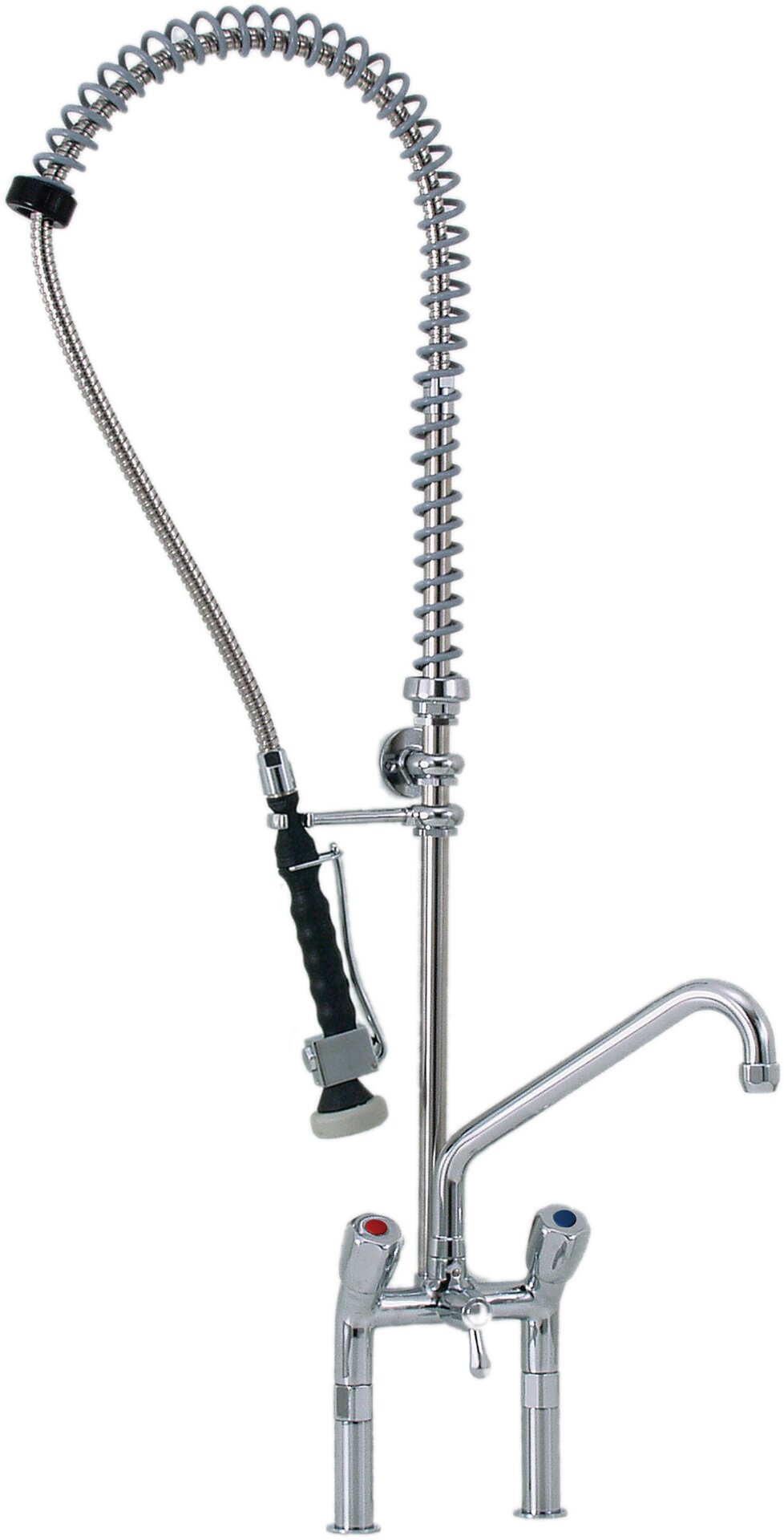 Geschirrbrause mit Schwenkhahn für Zweilochmontage, H=1140 mm
