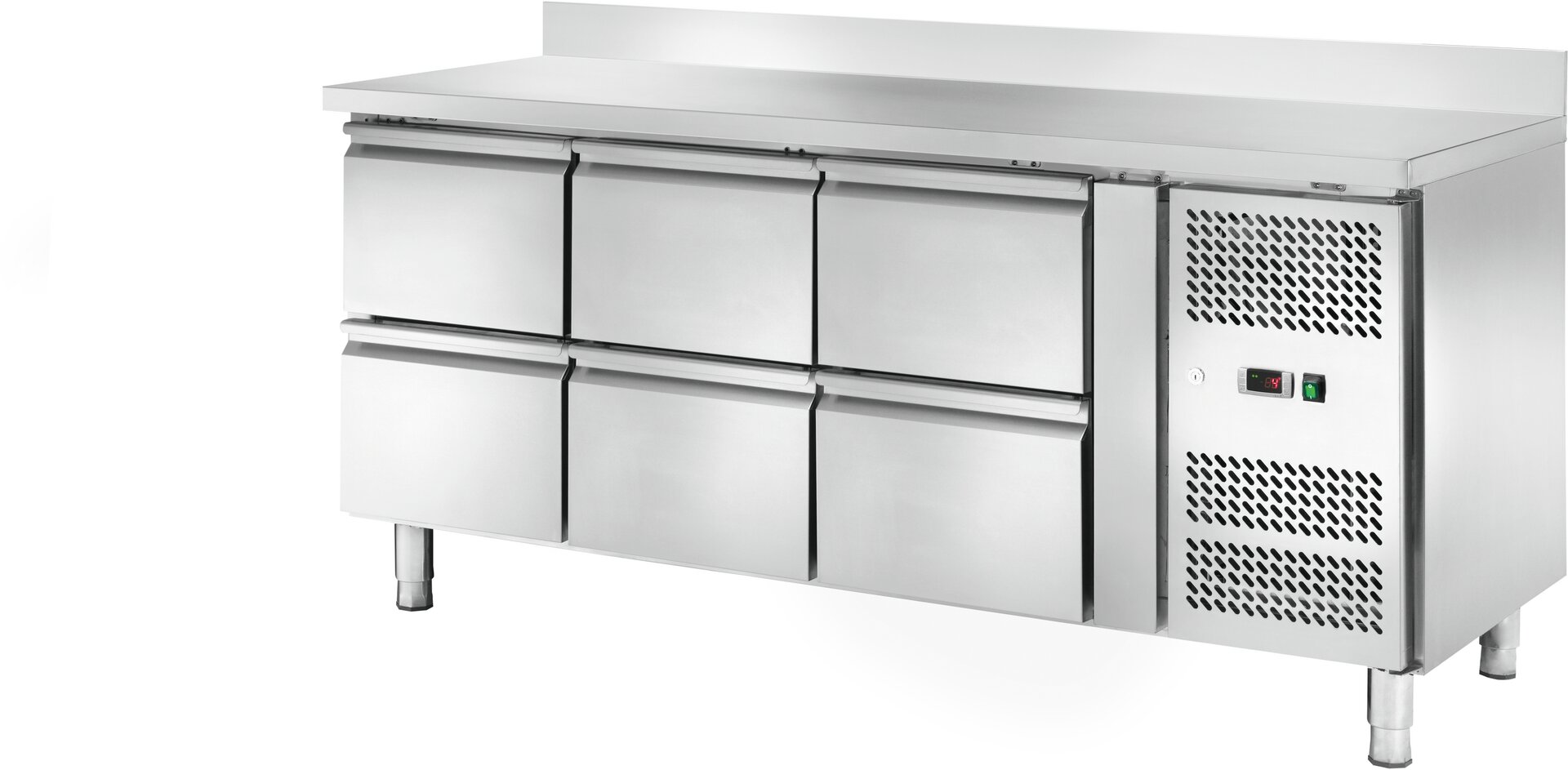 Kühltisch 417 l GN 1/1 mit 100 mm Aufkantung, 6 Schubladen