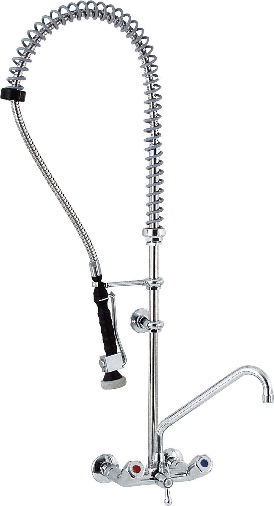 Geschirrbrause mit Schwenkhahn für Zweiloch-Wandmontage, H=1040 mm