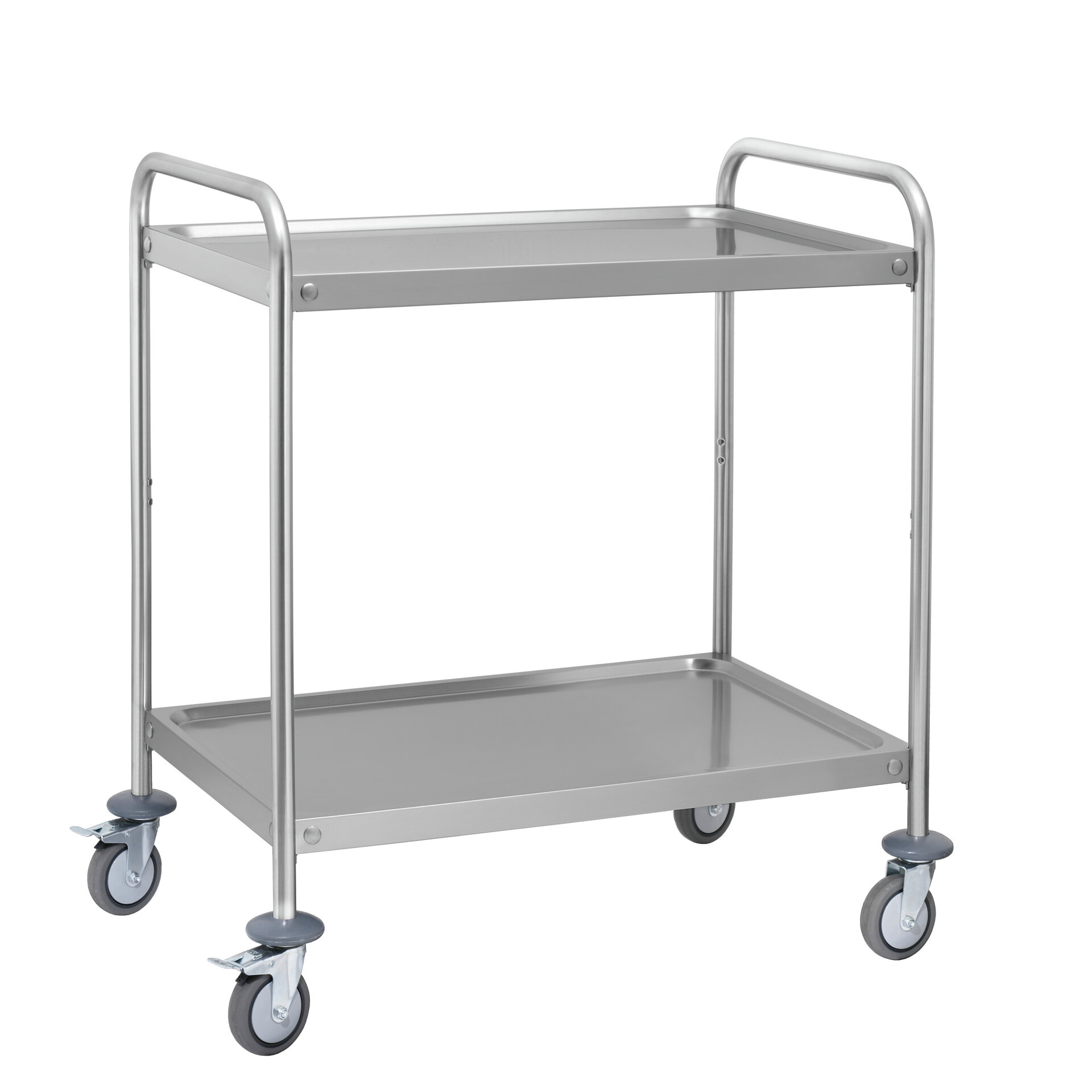 Servicewagen aus rostfreiem Stahl, 2 Einlegeböden, 1000 x 600 mm