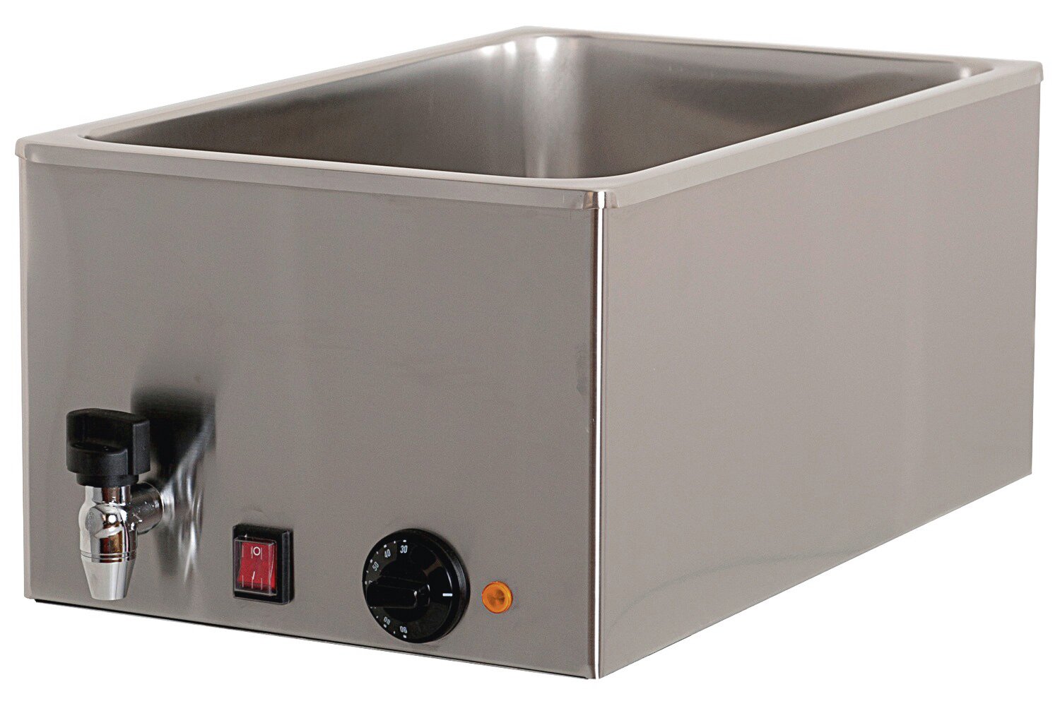 Elektro-Bain-Marie 1 x GN 1/1 H=200 mm mit Ablaufhahn 340 x 540 x 300 mm