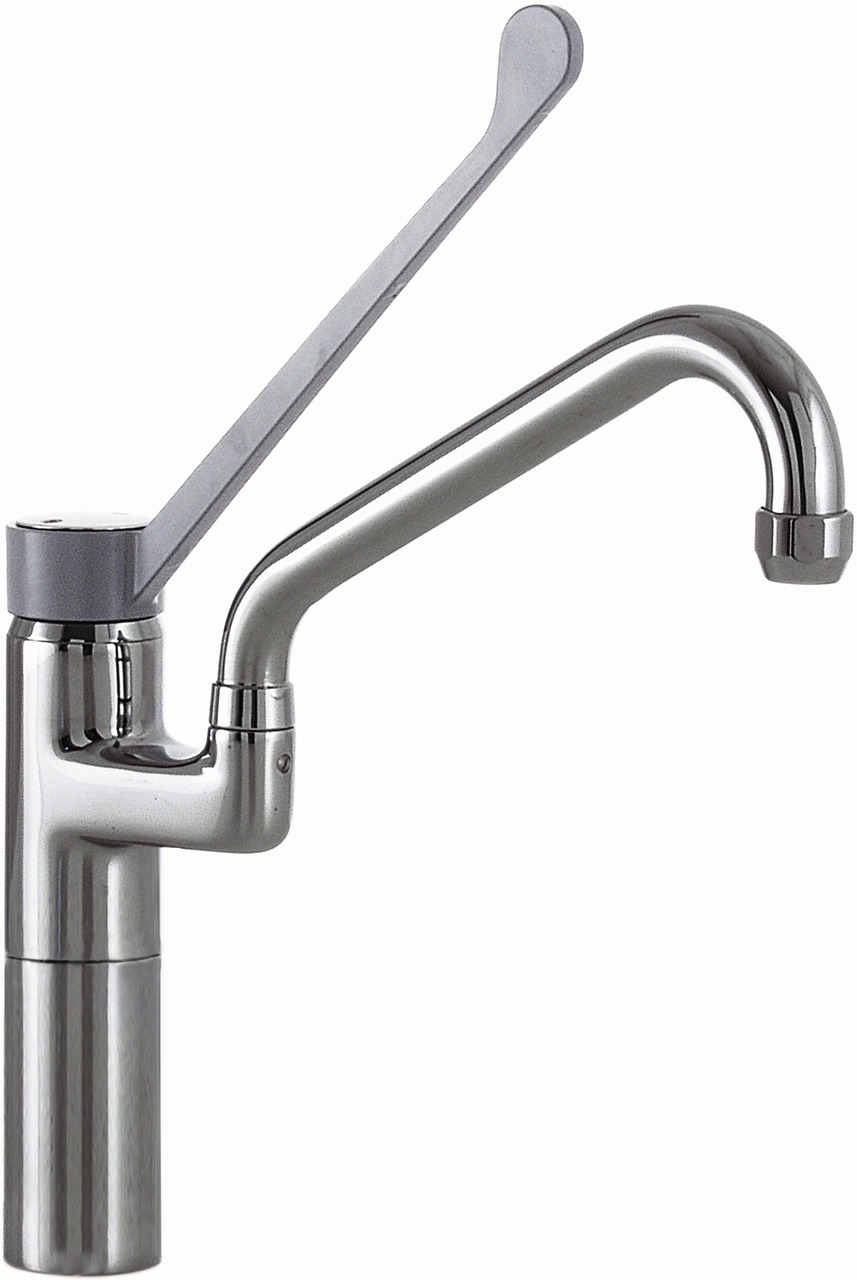 Mischbatterie mit Ellenbogen-Bedienhebel und Schwenkhahn 295 mm, Säule 100 mm