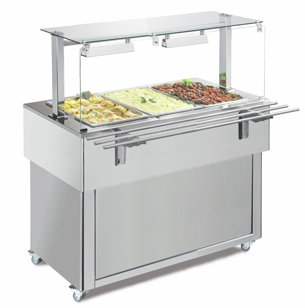 Ausgabe-Element Bain-Marie Wanne 2144 mm GN 6/1 Vollverkleidung RAL/Edelstahl