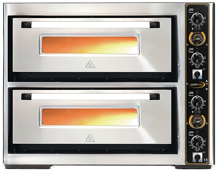 Pizzaofen, mit Thermometer, 2 Kammern, für 12 Pizzen ø 300 mm