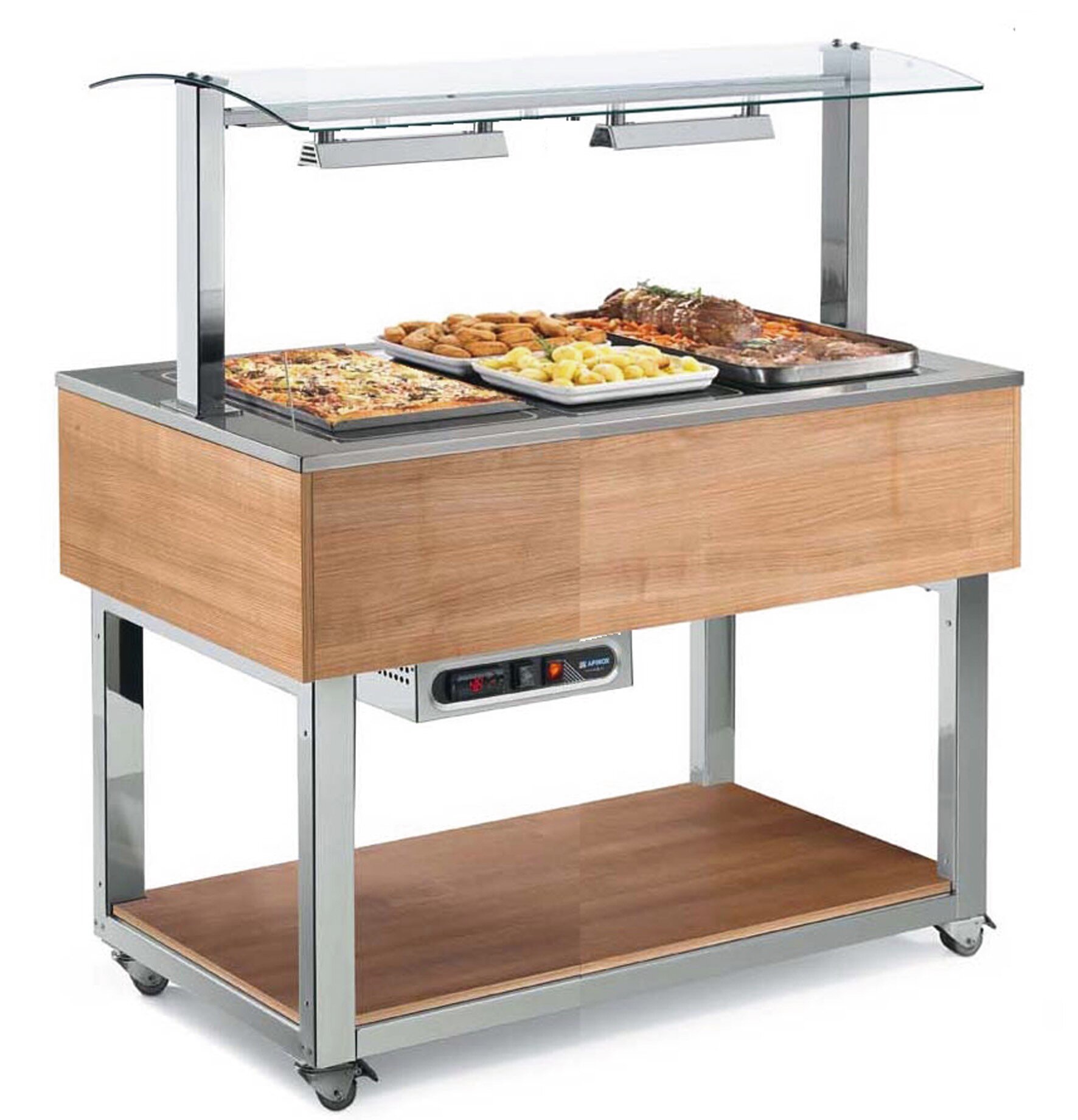 Büfett-Element Ceranplatte beheizt  1169 mm GN 3/1 Vollverkleidung Kirsche