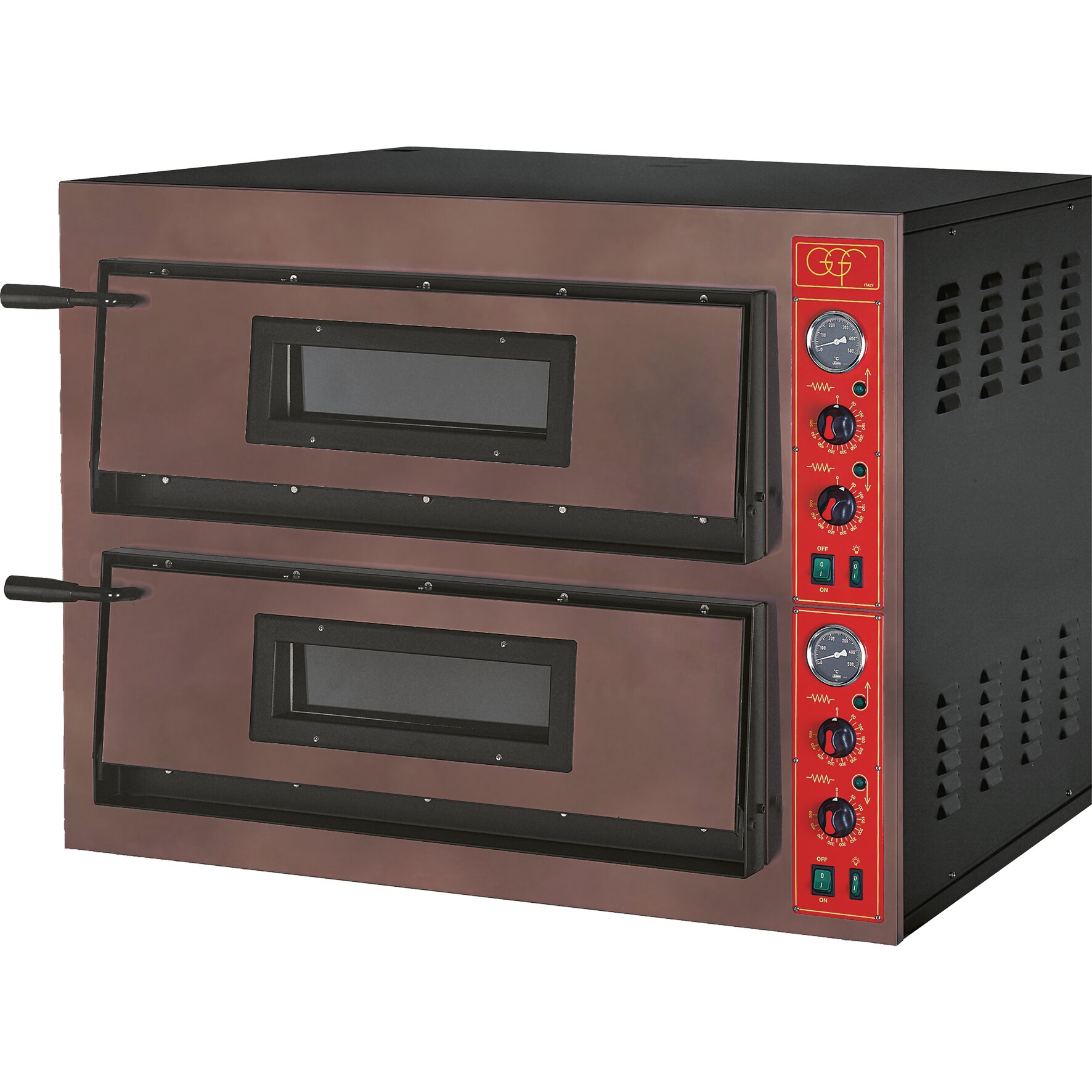 Pizzaofen rustikal, 2 Backkammern, für 8 Pizzen ø 360 mm / 1010 x 850 x 750 mm